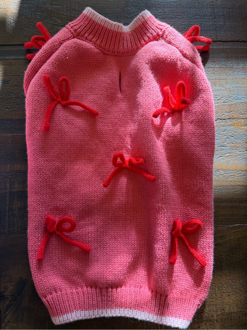 Dog Pink Bow-Accent Knit Sweater